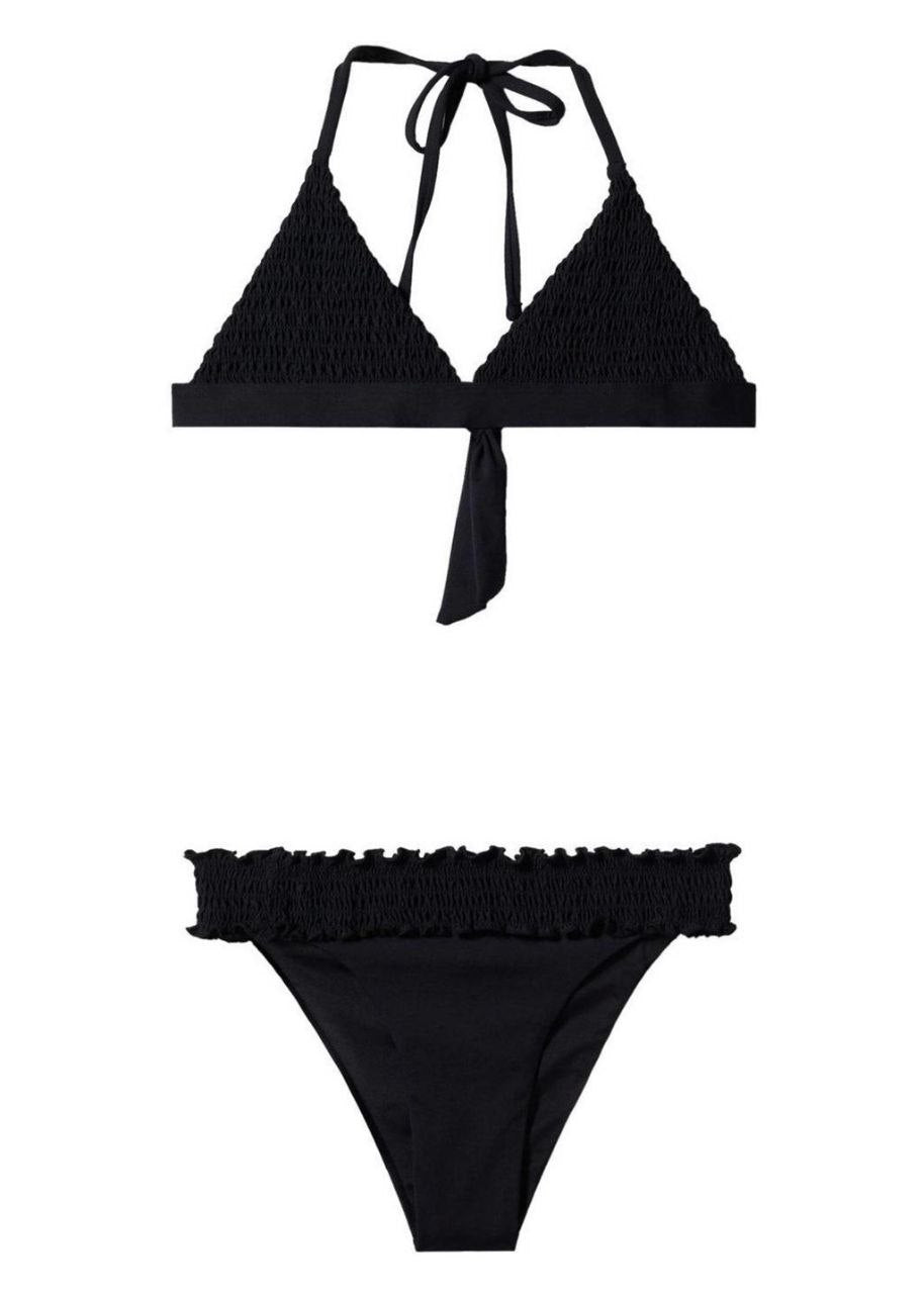 MANGO Black Ruffled Bikini Set