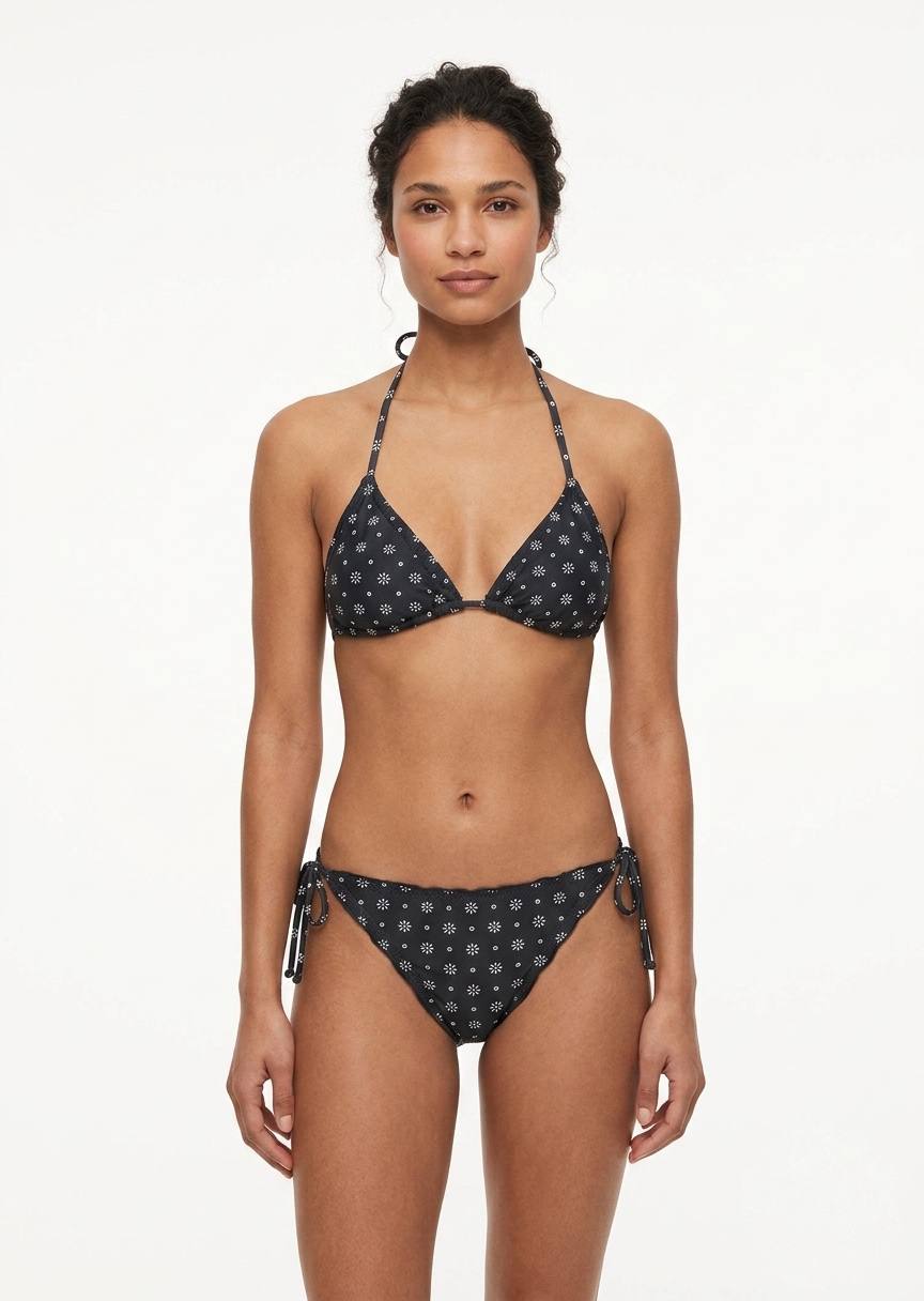 MANGO BRAND Floral Print Halter Bikini Set