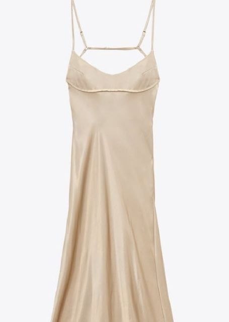ZARA Satin Cut-Out Midi Slip Dress