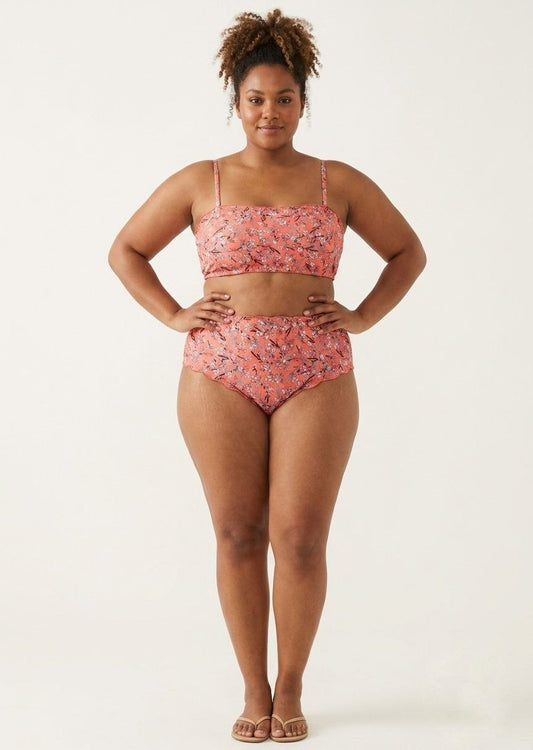 SHEIN Floral Print Scalloped High-Waisted Bikini Set