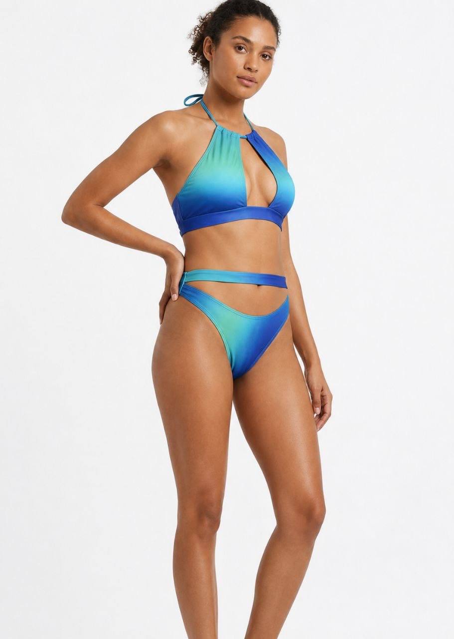 SHEIN Women's Ombre Halter Neck Cut-Out Bikini Set