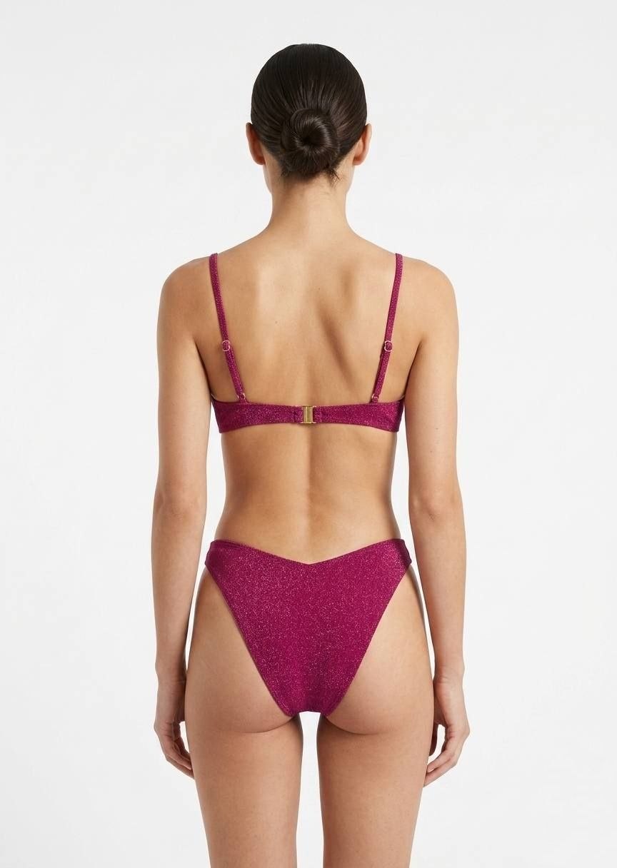 SOUTH BEACH Shimmering Underwire Bikini Top with Crossover V-Front Bottoms Set