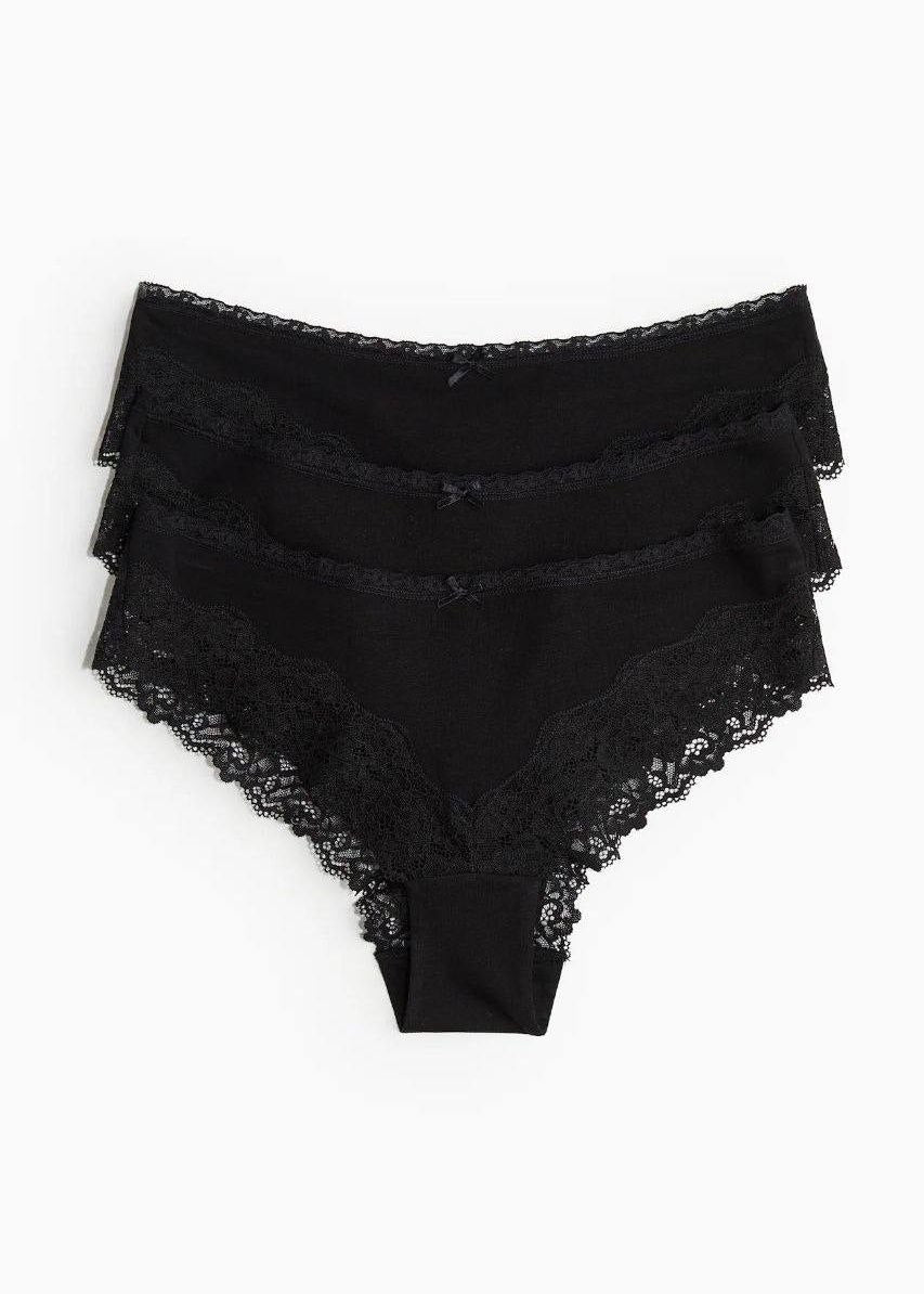 3-Pack High-Waist Seamless Panties – Black