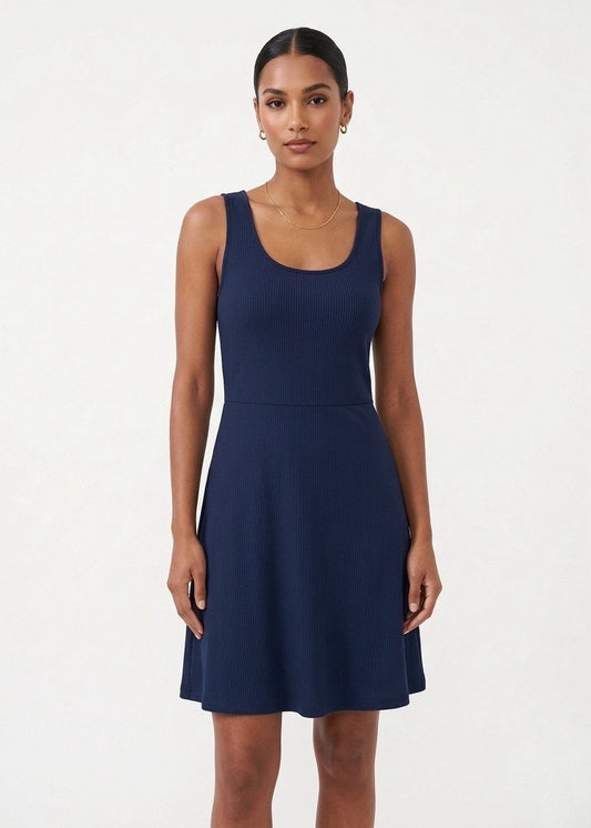 Veromoda – Ribbed Scoop Neck Mini Dress