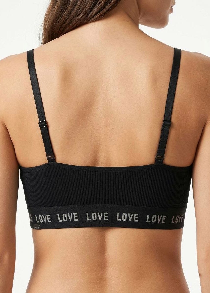 Modern Ribbed Padded Wireless Bra – Black