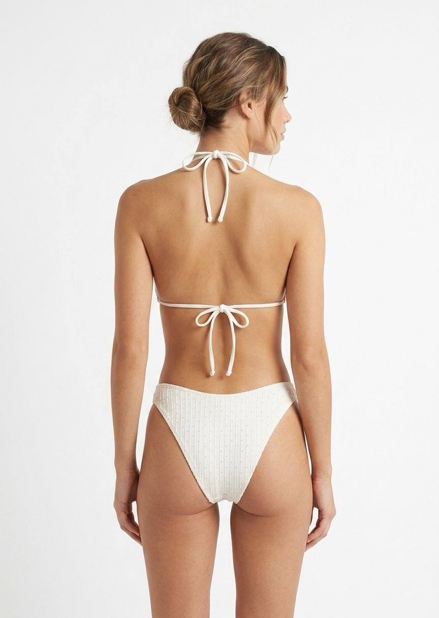 SHEIN Women’s Textured Triangle Bikini Set with Matching Sarong – Off-White