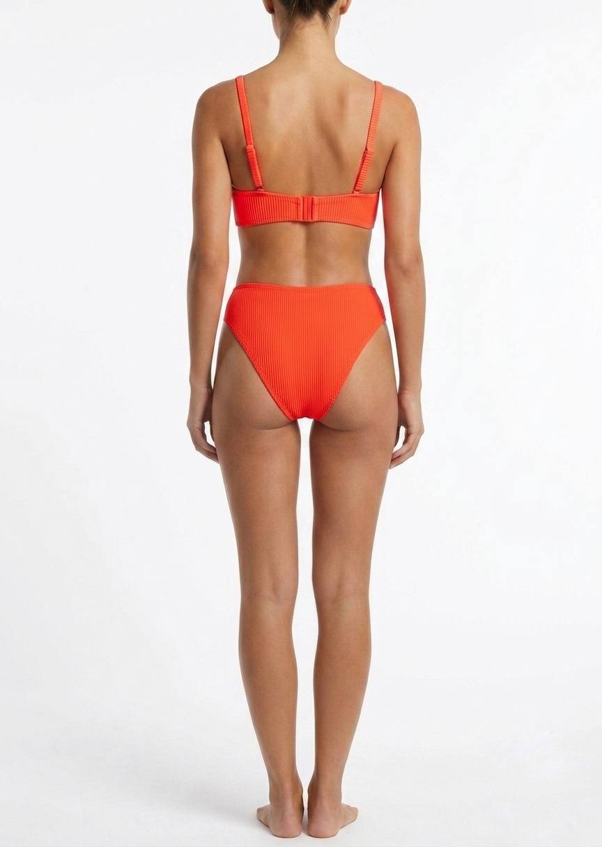 TU BRAND Ribbed Square-Neck High-Waisted Bikini Set