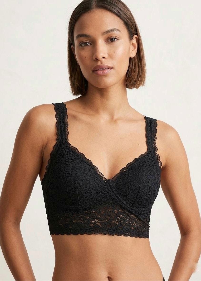 H&M Vintage-Style Floral Lace Longline Bralette