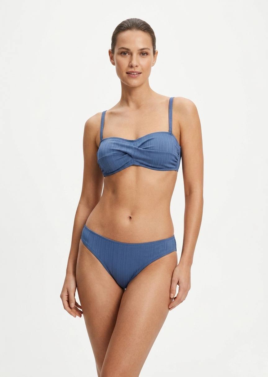 TU BRAND Twist-Front Ribbed Bikini Set