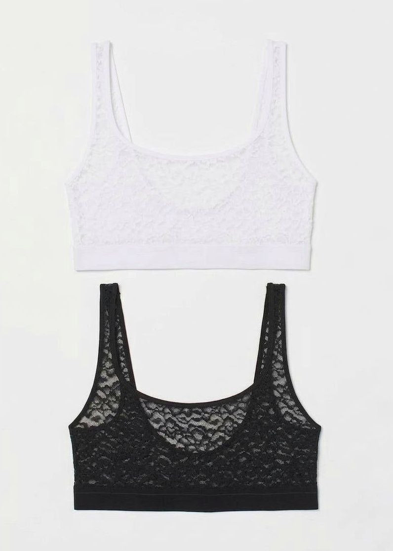 2-Pack Lace Bralette Set – Black & White
