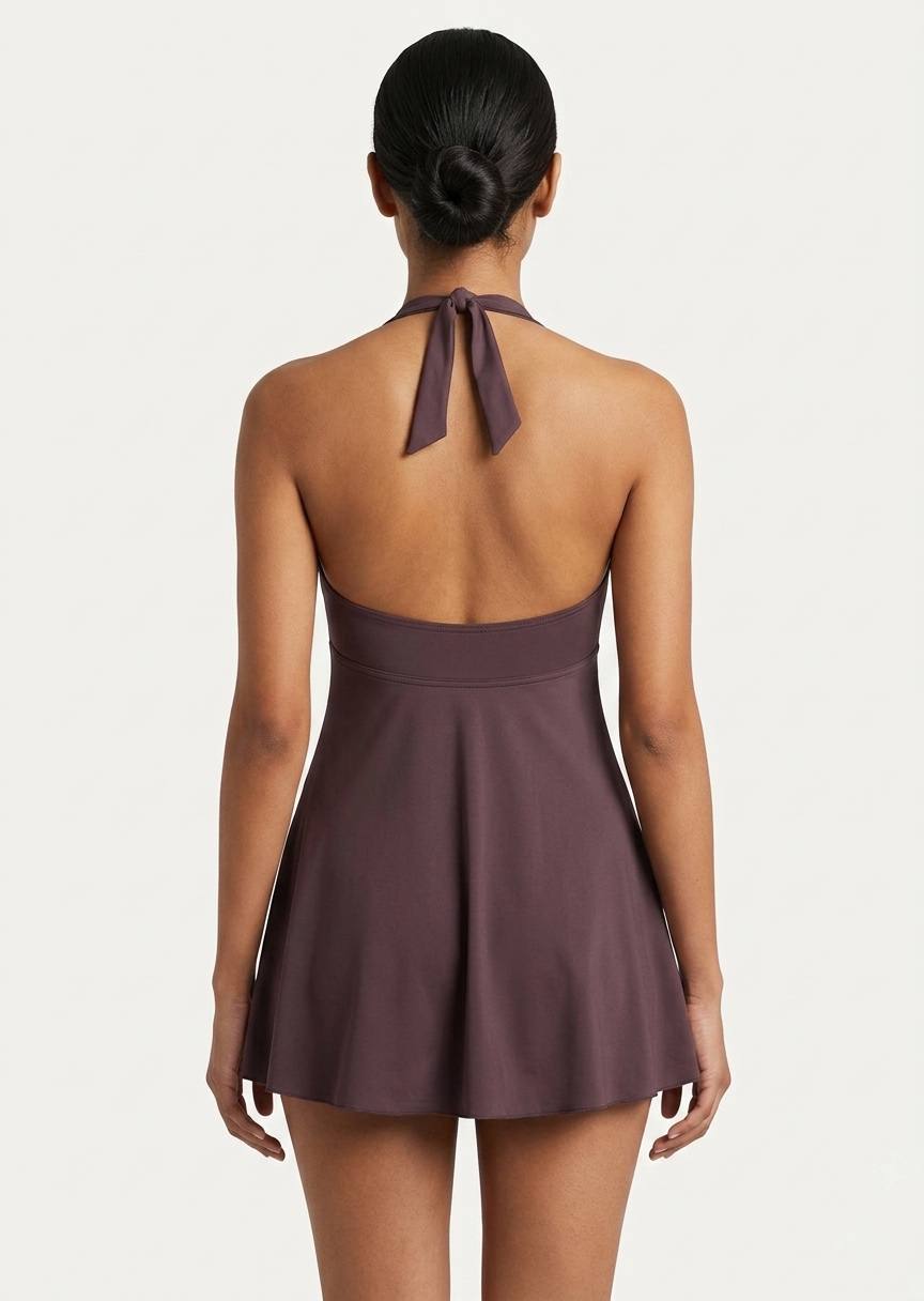 TU BRAND Halter Twist-Front Swim Dress