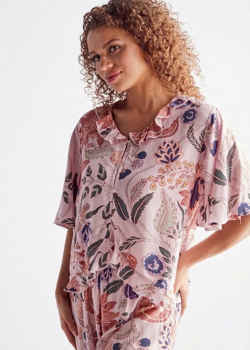 MAX BRAND All-Over Floral Print Pyjama Set with Ruffles