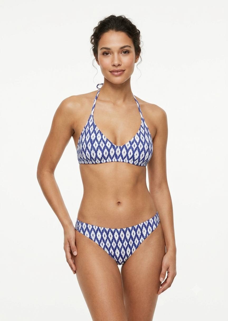 MANGO BRAND Geometric Print Halter Bikini Set