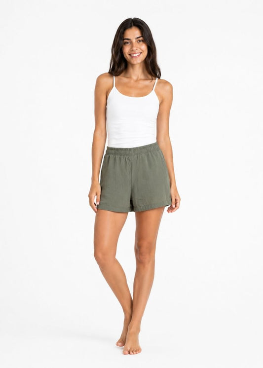 Olive Green Lightweight Casual Shorts