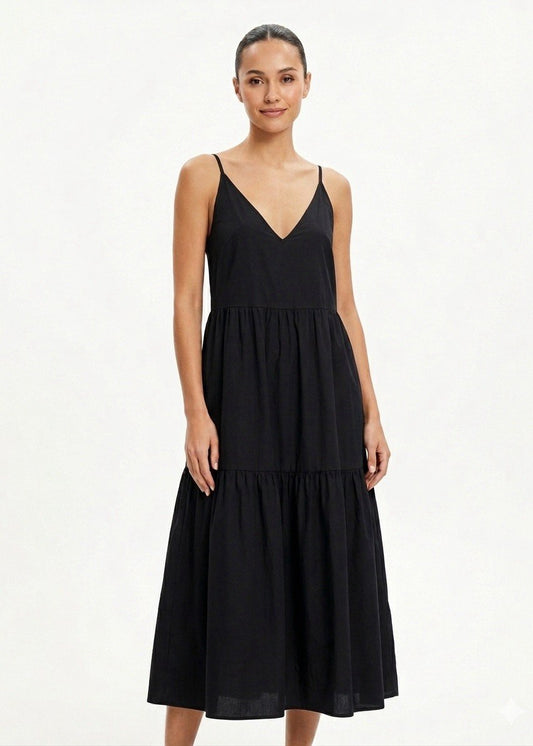 ONLY – Tiered V-Neck Midi Sun Dress