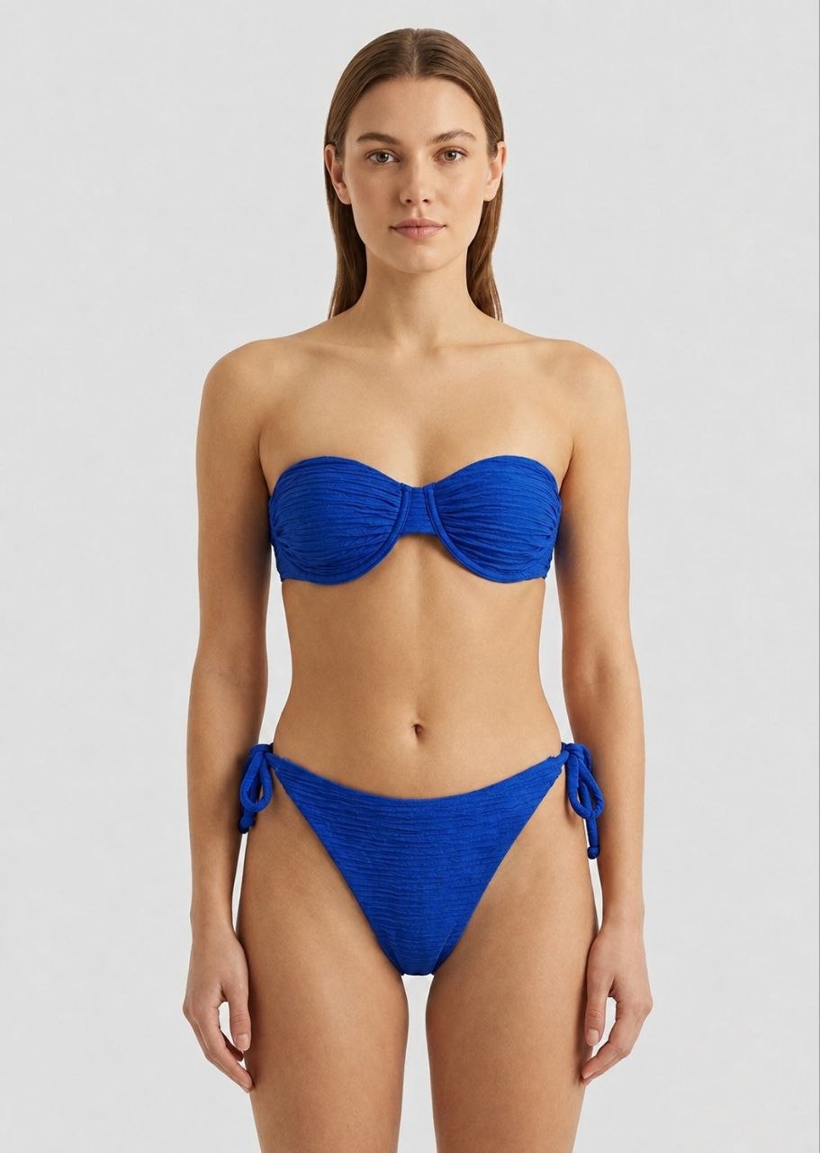 SHEIN Textured Cobalt Blue Bandeau Bikini Set