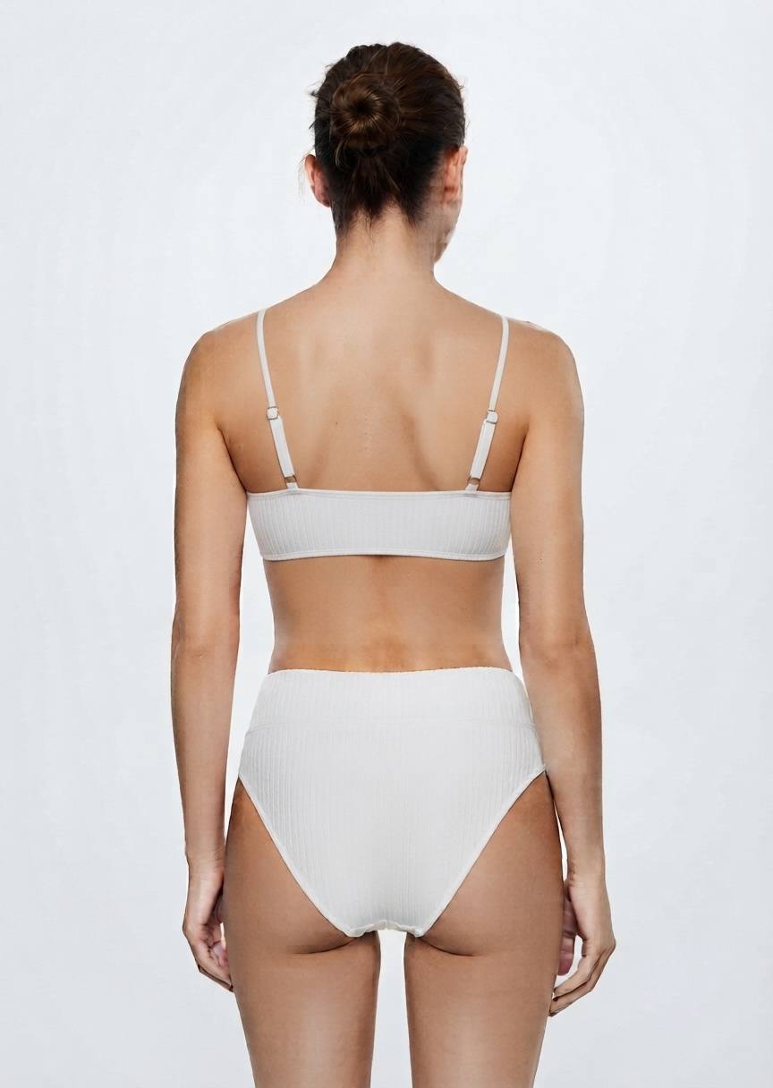 SHEIN Ribbed High-Waisted Bikini Set - White