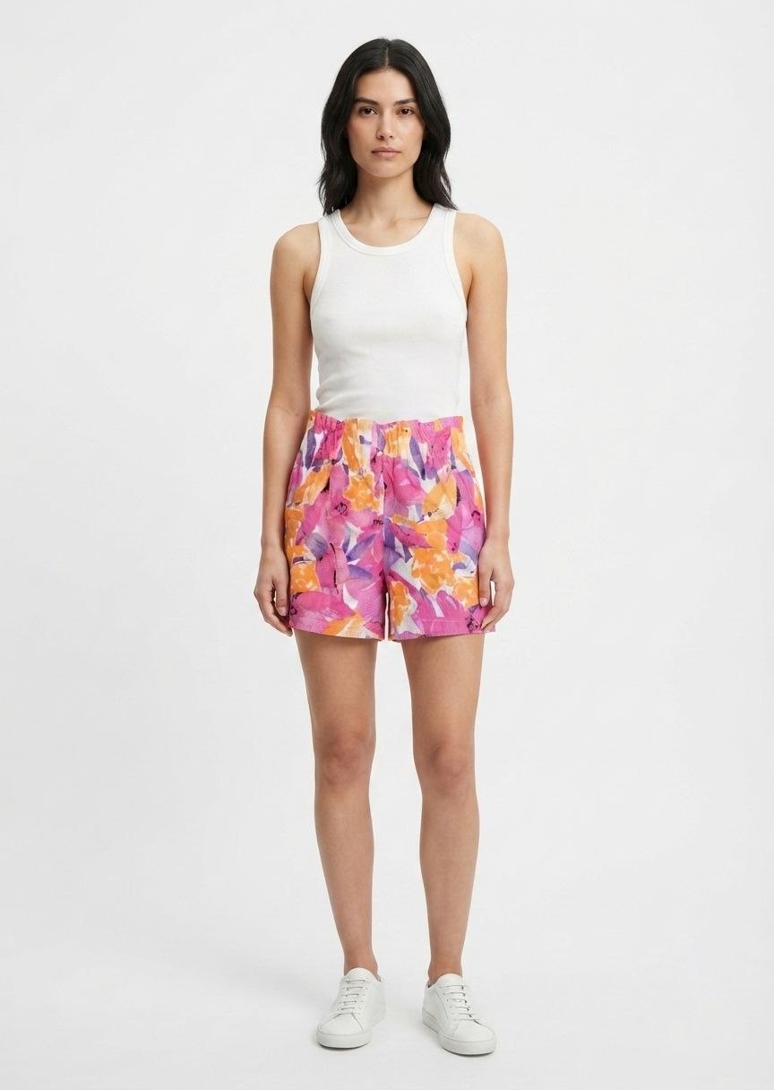 ESMARA Floral Print Elastic Waist Casual Shorts