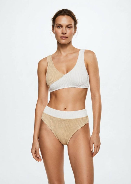 Shein Ribbed Colorblock High-Waist Bikini Set