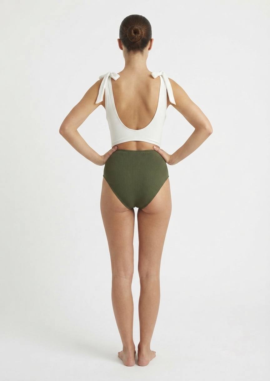 SHEIN Chic Ribbed Cut-Out One-Piece Swimsuit with Tie Shoulders
