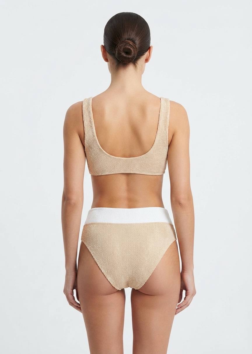 Shein Ribbed Colorblock High-Waist Bikini Set