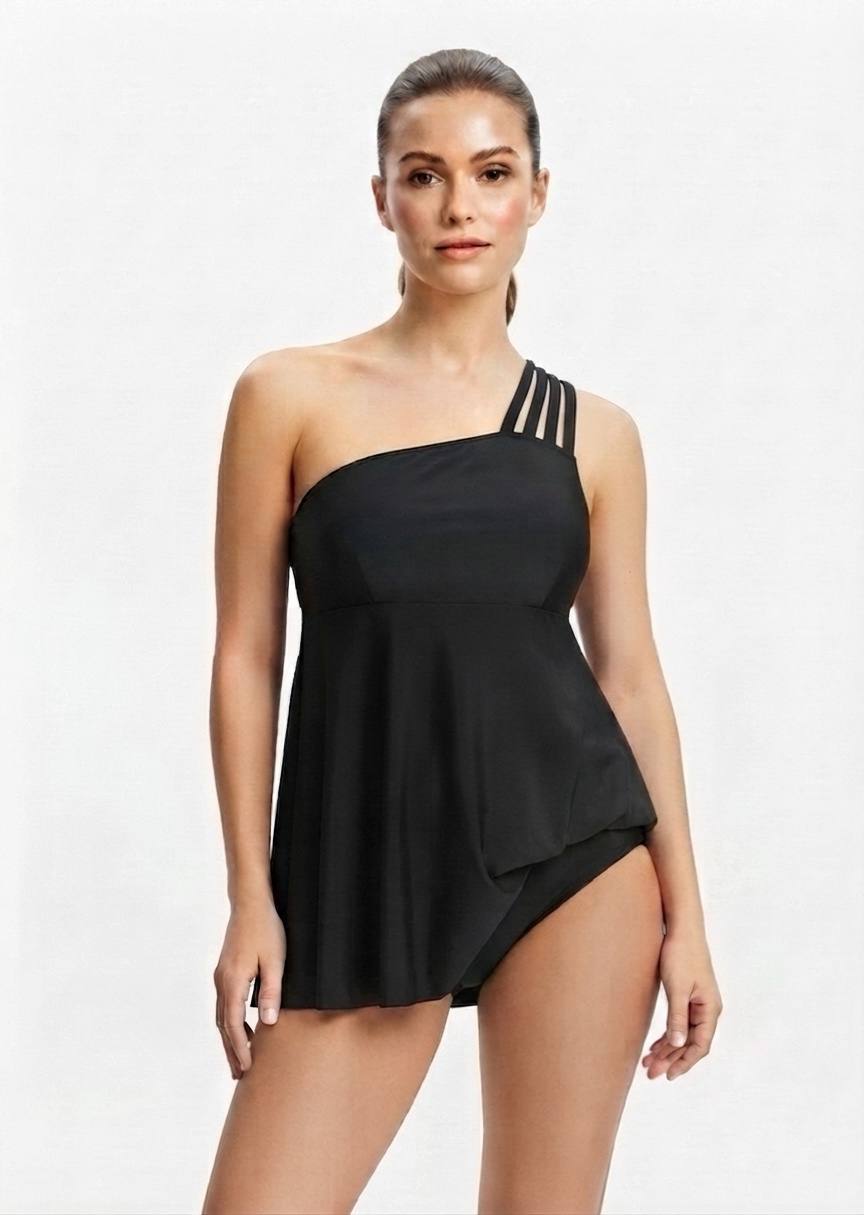 SHEIN One-Shoulder Tankini Set with Separate Bottoms