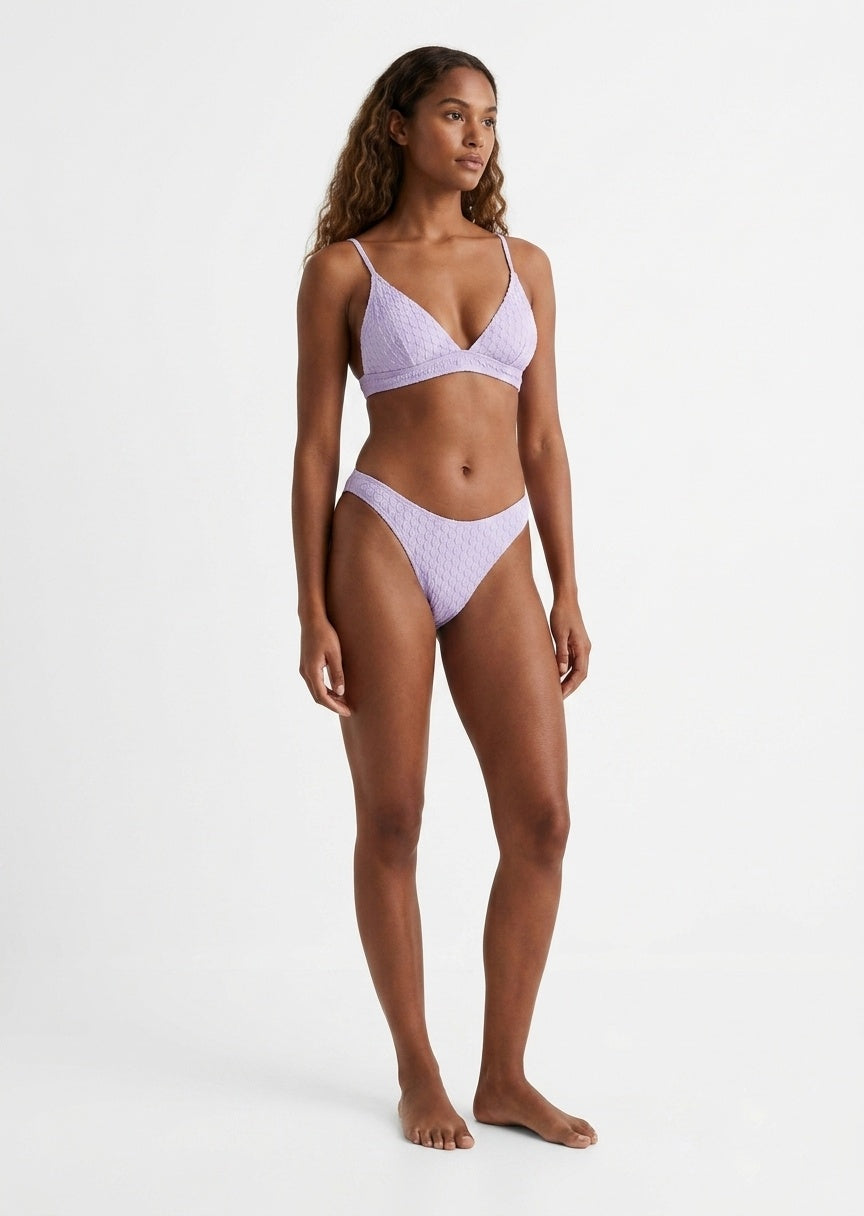 SHEIN Textured Lilac Triangle Bikini Set