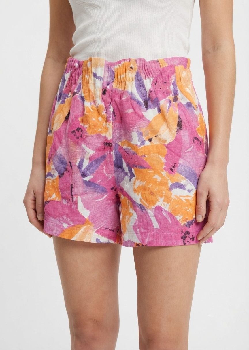 ESMARA Floral Print Elastic Waist Casual Shorts