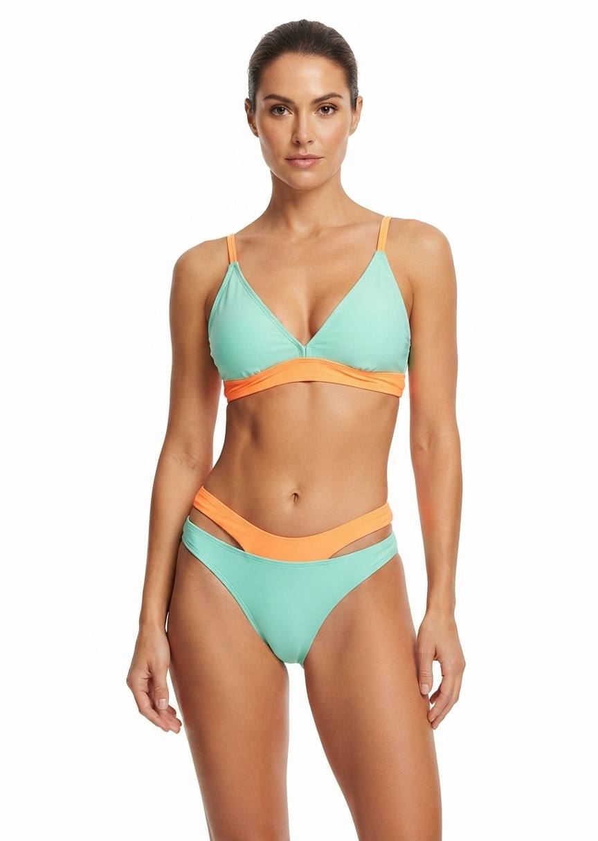 Colorblock Triangle Bikini Set